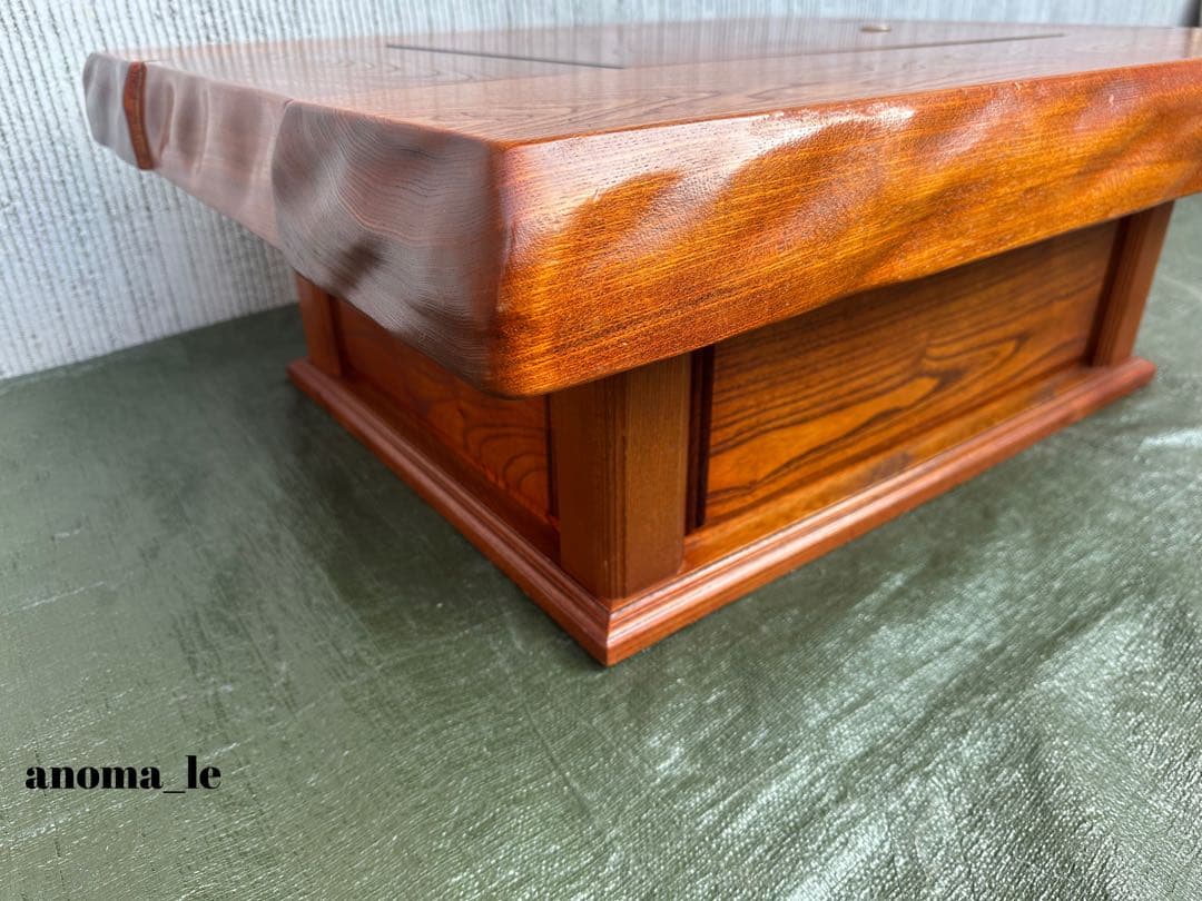 4003【座卓】伝統木芸士　石橋武士作　囲炉裏　欅　収納　和モダン◎