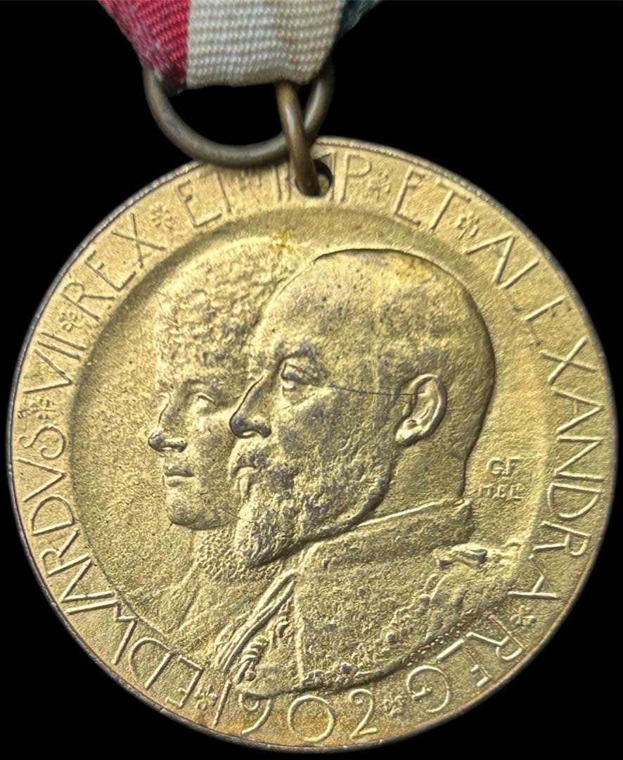 イギリス 1902 戴冠式 金メッキ青銅メダル エドワード7世 延期前の戴冠