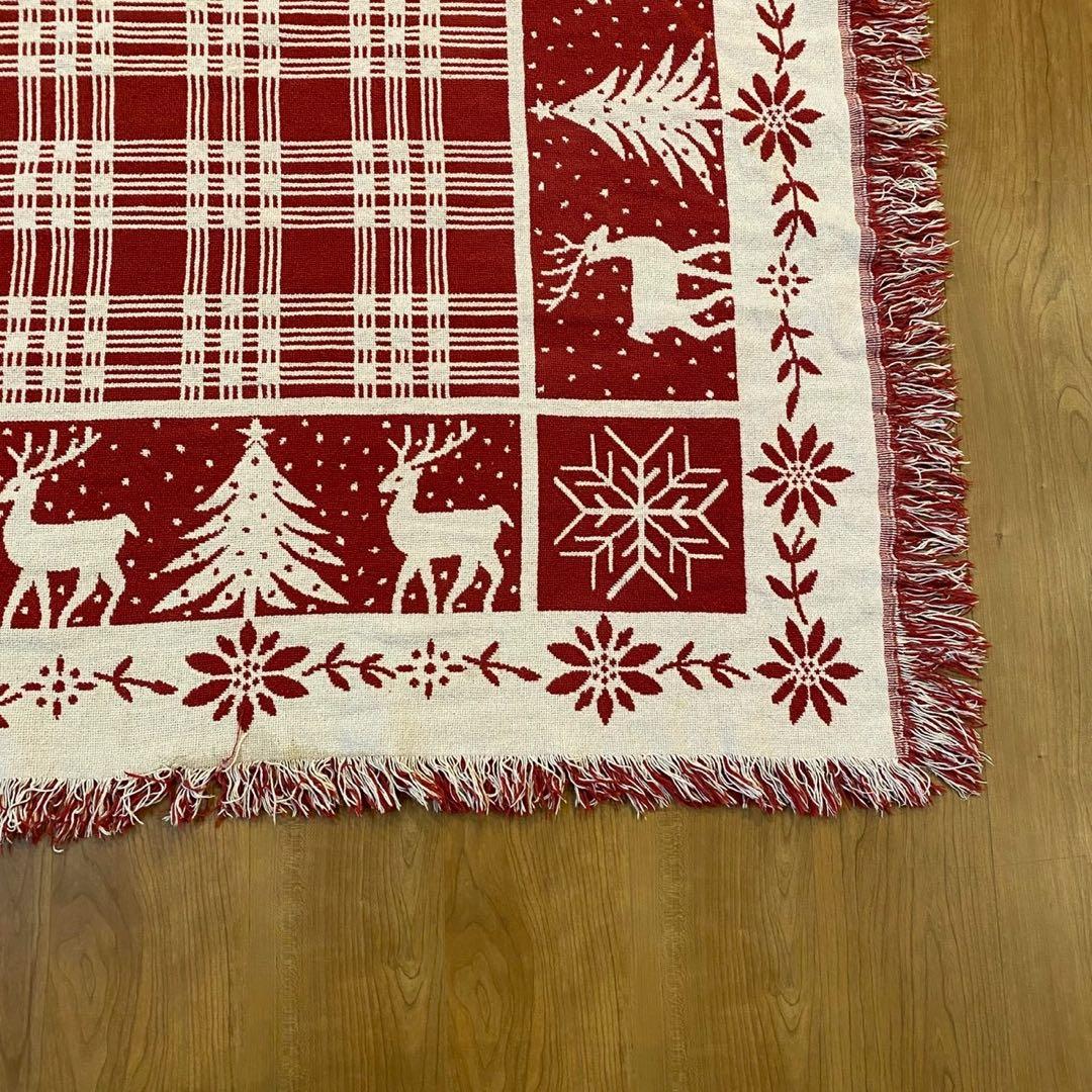 ゴブラン織 ラグ トナカイ ツリー アメリカンカントリー 大判 170×117
