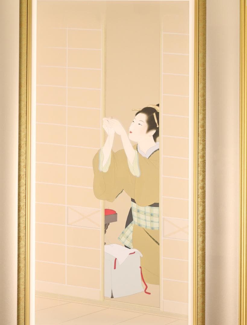 真作】 BK278 上村松園 「 夕暮 」 10/180 シルクスクリーン