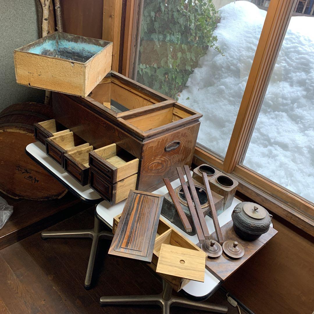 長火鉢03 レトロ 昭和のアンティーク暖 ビンテージ〈直接引き取り限定