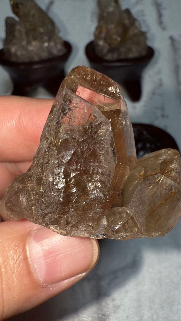 ③ブラジル産 タイチンルチルクォーツ マスター 原石クラスター 特注手