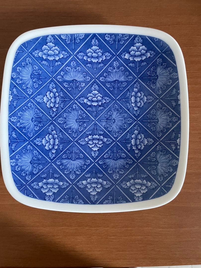 オールド香蘭社 染付格子菊牡丹絵 角皿 5枚 - メルカリ