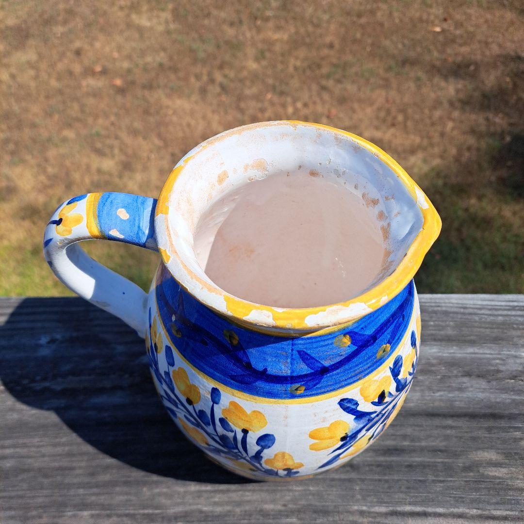 イタリア製 ヴィンテージ 陶器製 花柄 ピッチャー #デルフト