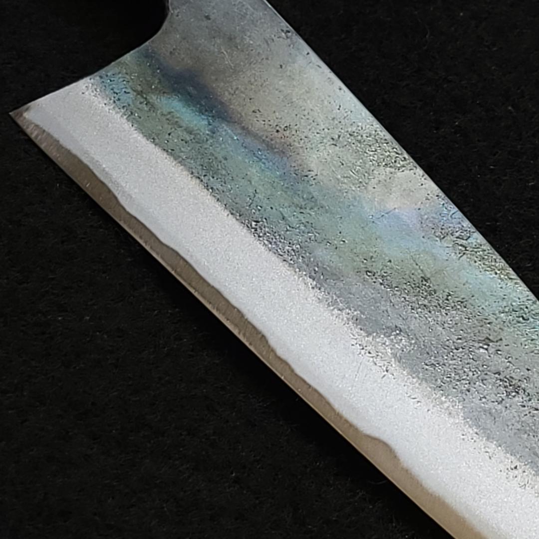 青紙1号 黒打 万能包丁 150㎜ #9390 チーク柄 月光作 日本製 1点物