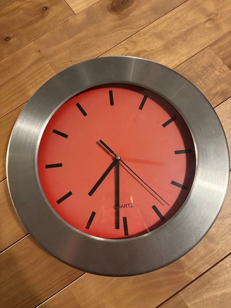 old ikea 赤色アナログ壁時計 ステンレススチール - メルカリ