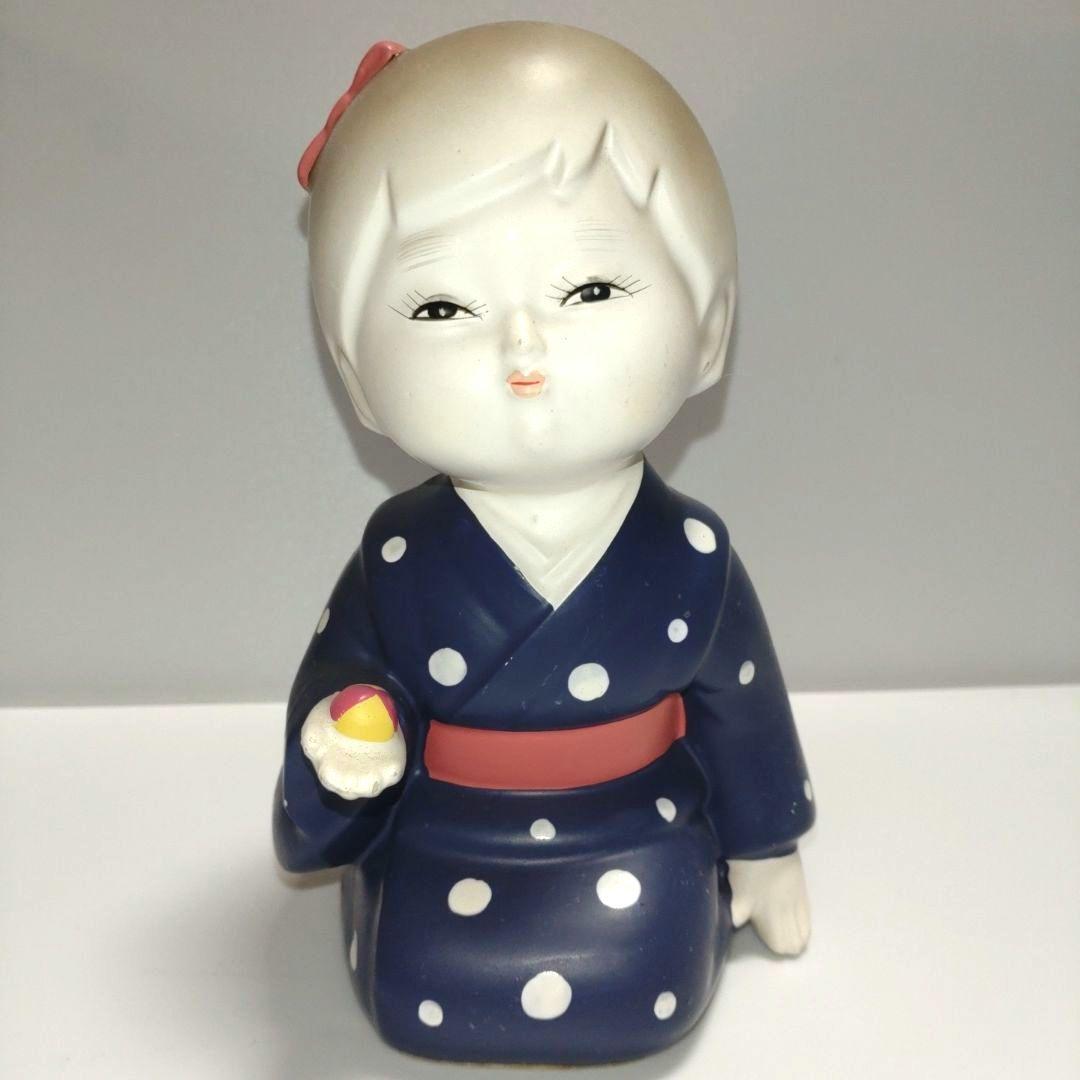 昭和レトロ 陶器製 わらべ人形 博多人形風 日本人形 和風 インテリア