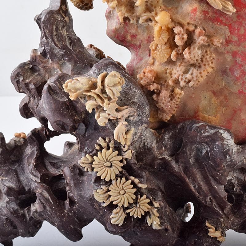 中国 玉石昌化鶏血石 魚蟹海老花刻 置物 床飾 約6㎏ F R7946B - メルカリ