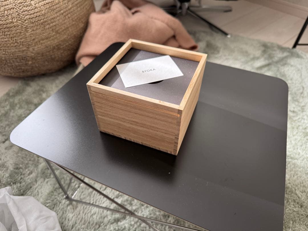 byoka ティッシュボックス ケース 黒 真鍮Tissue Box Black ティッシュボックス メタル ゴールドボーダー ブラック Tissue cover