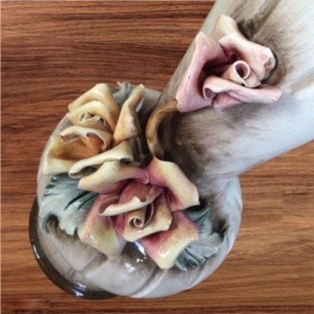 カポディモンテ 花瓶 バラ 陶花 フラワーベース インテリア イタリア製