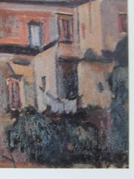 石井柏亭、ナポリ港、希少な画集より、新品高級額・額装付