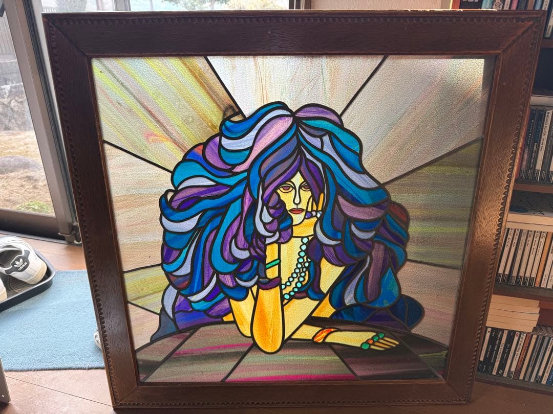 ステンドグラス窓枠　女性の肖像画 約70cm 楽天市場】ステンドグラス パネル 住宅用 つぼみ 長方形 20cm×28cm