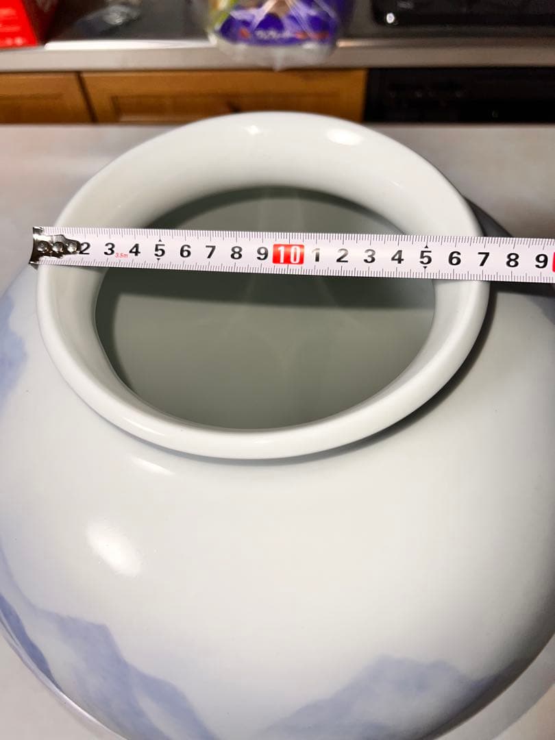 173 深川製磁 大型花瓶 約40cm 染付山水図 有田焼 風格ある飾り壺 花器