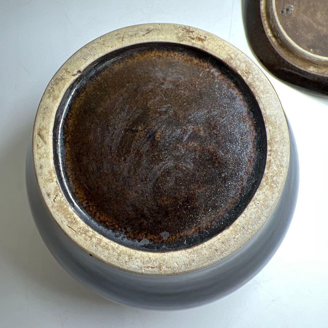 中国明末清朝時代 磁州窯黒釉水指 高さ、幅約15.5㎝ 東Y8-0205①トヒサ