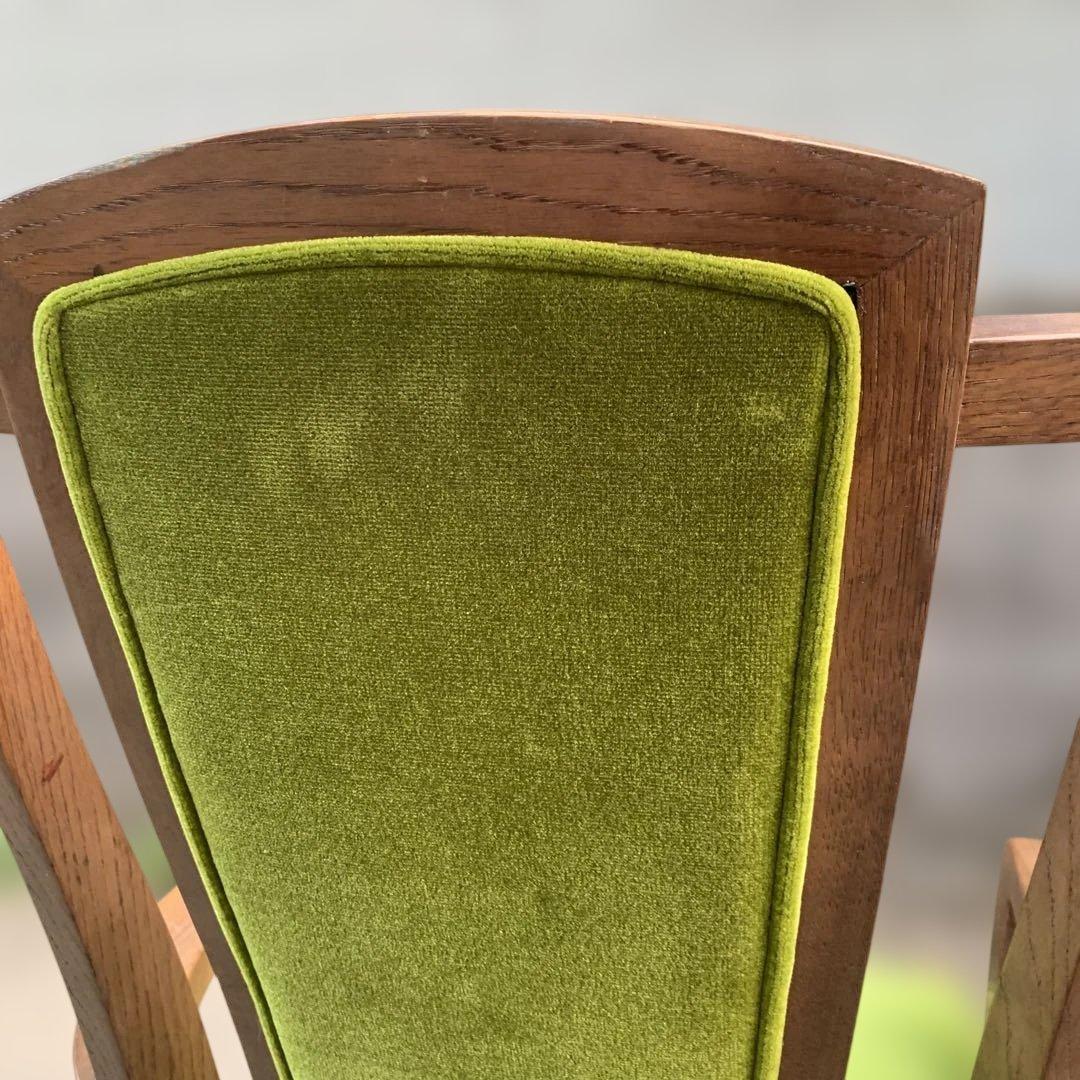 柏木工 KASHIWA アームチェア グリーンモケット ヴィンテージ家具