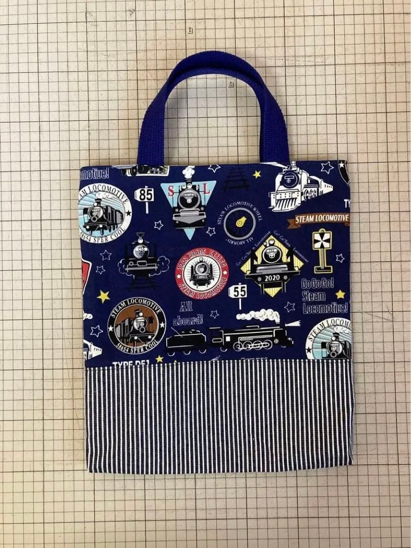 オーダーメイド】入園入学グッズ薄水色デニム働く車柄