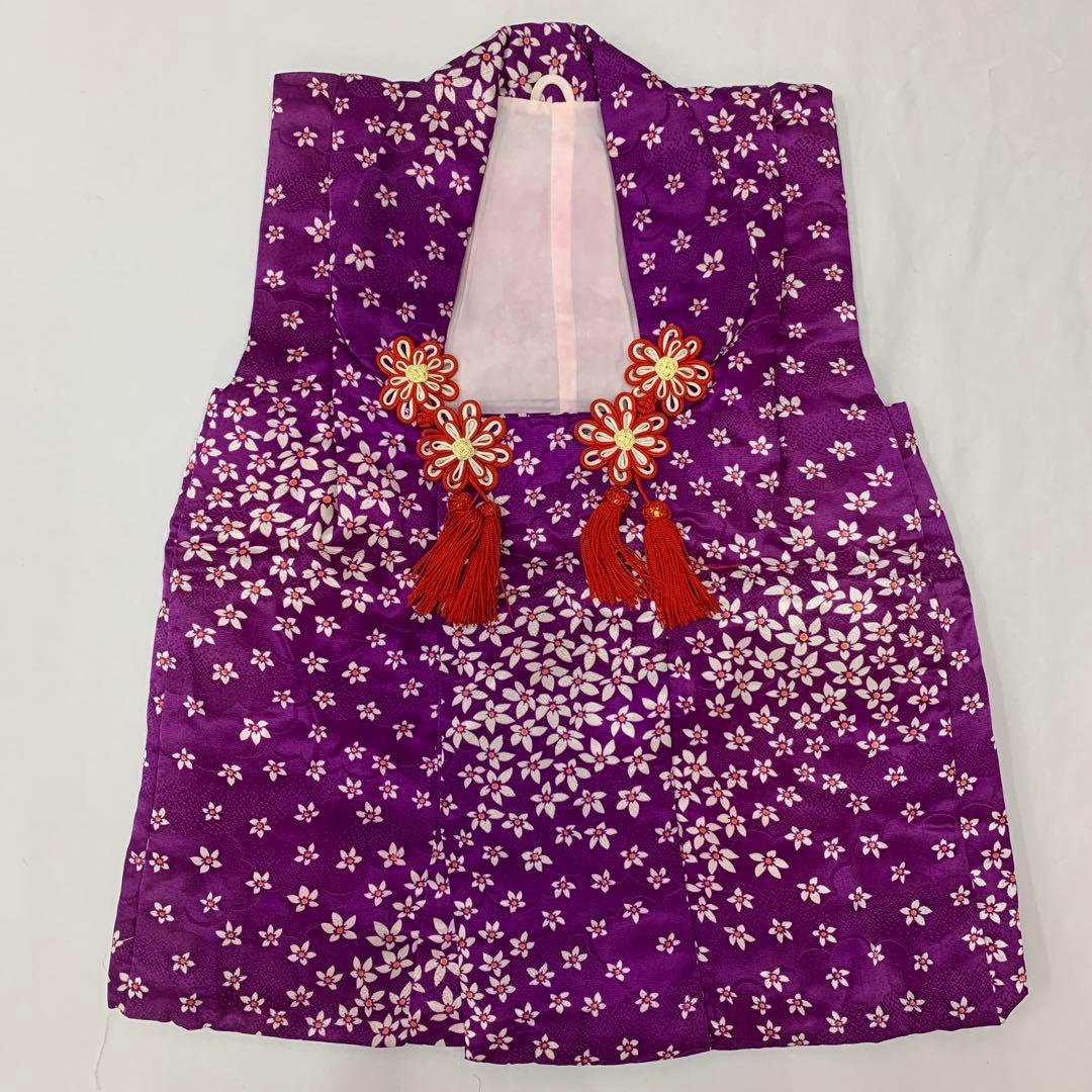 602agu23□七五三 三歳 女の子 着物＆被布＆長襦袢 金駒刺繍 鼓□美品