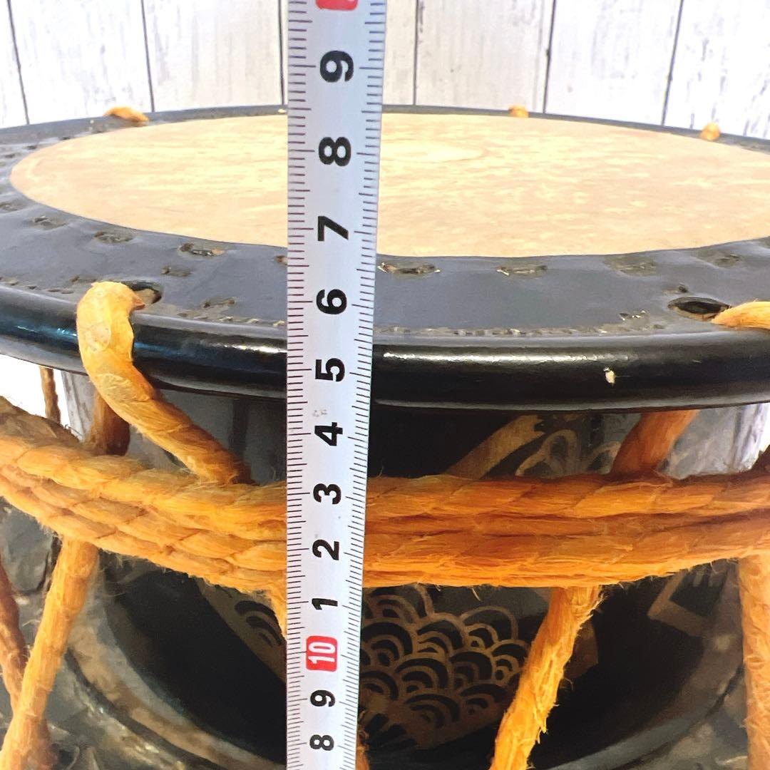 【希少】締め太鼓　蒔絵　和太鼓 35.5cm バチ付き　台座　和楽器　松　扇子