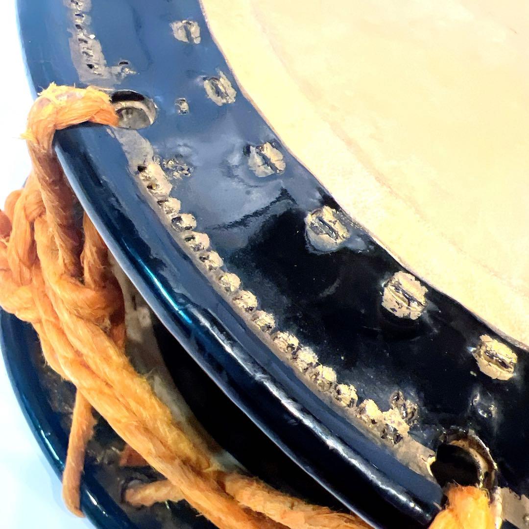 【希少】締め太鼓　蒔絵　和太鼓 35.5cm バチ付き　台座　和楽器　松　扇子