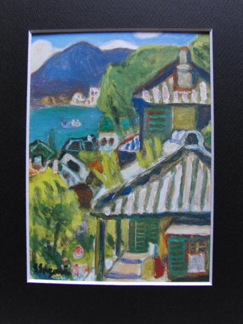 鈴木 信太郎、「長崎の古い家」、希少画集画、状態良好、新品額・額装