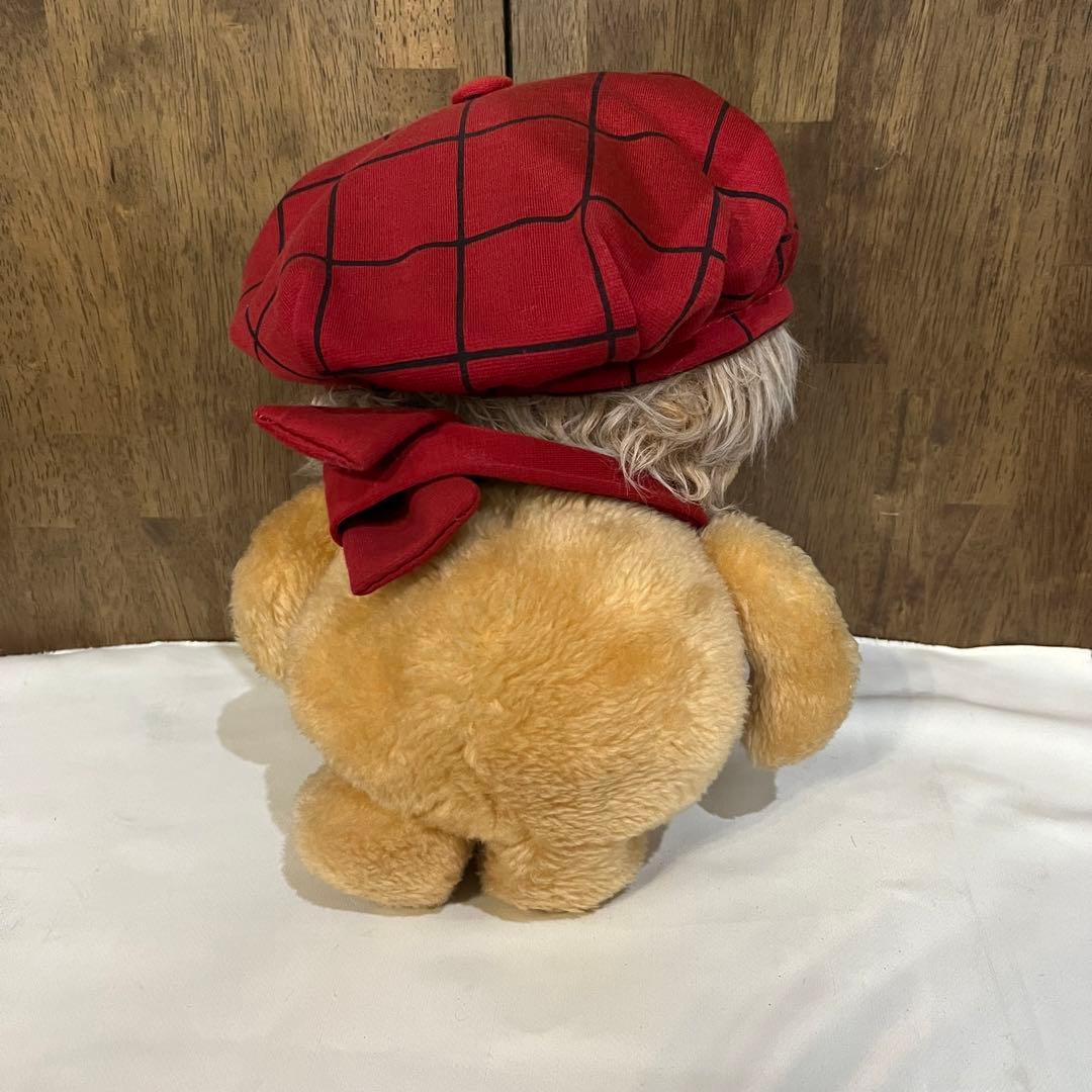 アンティーク】昭和レトロ ぬいぐるみ 帽子を被った犬 舌出し 古道具