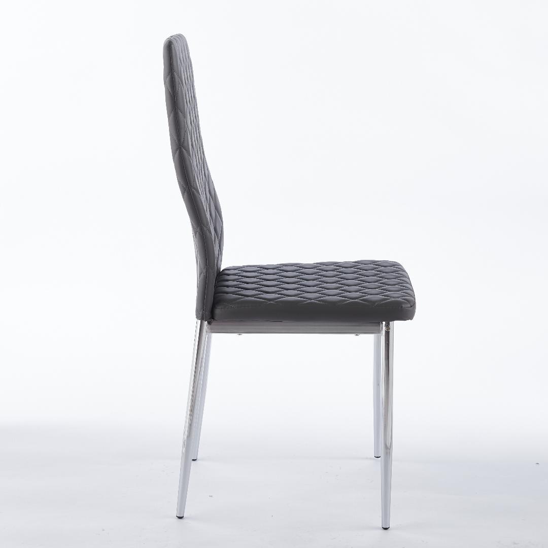 グレー】ダイニングチェア 菱形 4脚セット メッキ脚 食卓椅子 リビング