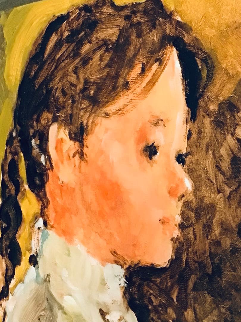 ◉真作保証◉日本美術家連盟 洋画家〓今井 隆◉横向きの少女◉油彩画 F3 額装◉