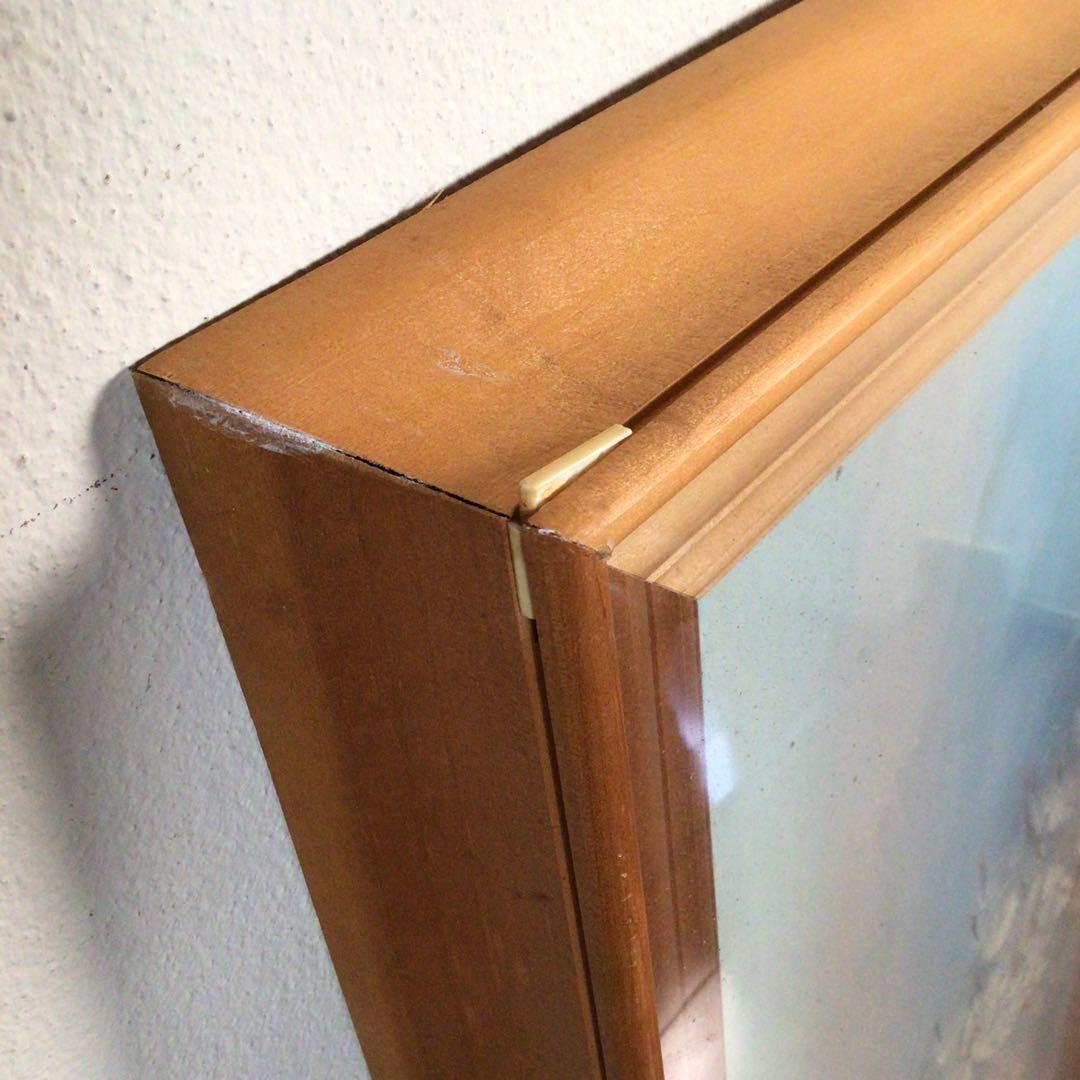 No4800 額装 油彩画 朝日 帆船 直筆サイン 箱付 絵画 美術 送料無料