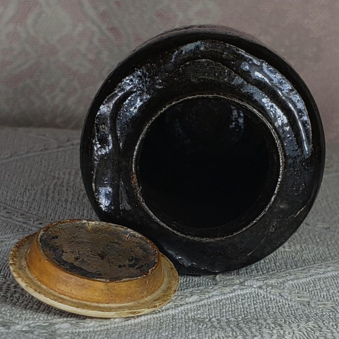 ◇『尾形乾山 作 黒釉 梅花紋茶入』◇検）尾形光琳 野々村仁清 古田