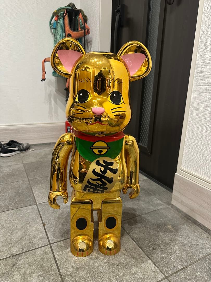ベアブリック　招き猫　1000% 金 MEDICOM TOY - BE@RBRICK 招き猫 ペコちゃん 金メッキ 蓄光ミルキー