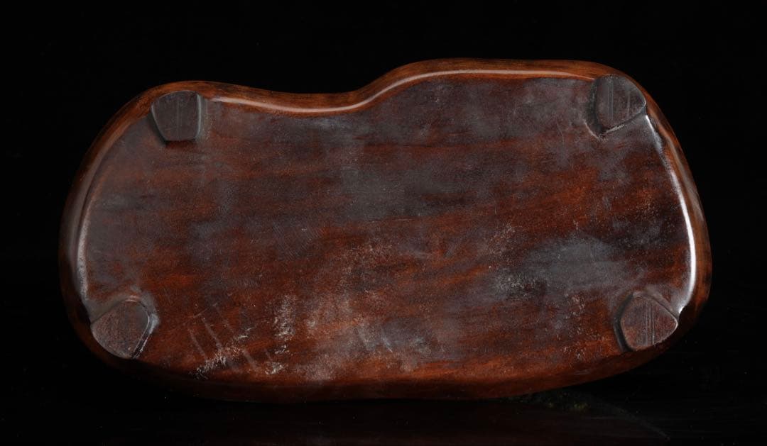 山景石 景石 連山 山型 5.1kg 台座付 黄斑文様 盆景 鑑賞石 自然石