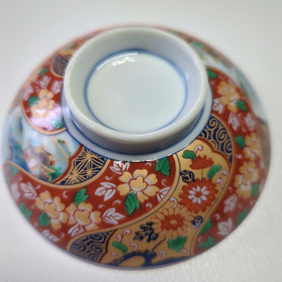 希少龍峰窯金彩 祥瑞花紋蓋付き どんぶり5客丼鉢古伊万里未使用に近い