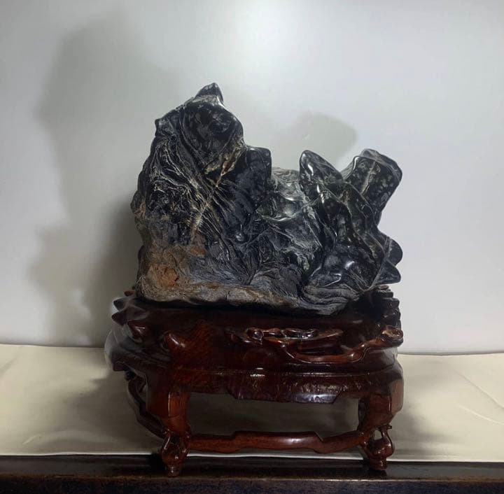 黒霊璧石 16kg 太湖石 水石 置物 骨董 なかなか手に入らない！！中国産