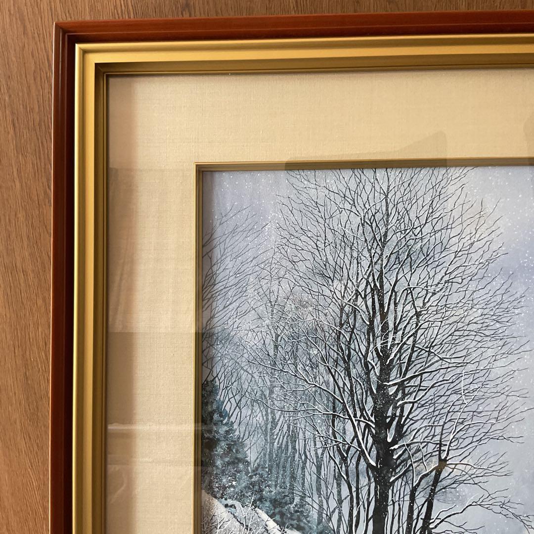 模写 加山又造 日本画【風景画 冬 】 額装 共シール タトウ箱付 - メルカリ