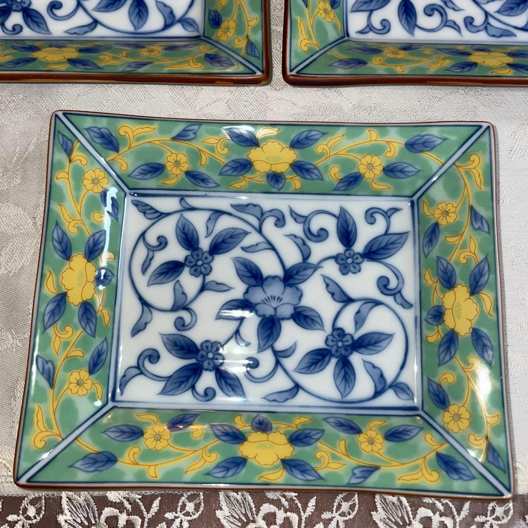 前畑陶器 庫山窯 緑彩華 唐草 角皿 銘々皿5枚セット 未使用 - メルカリ