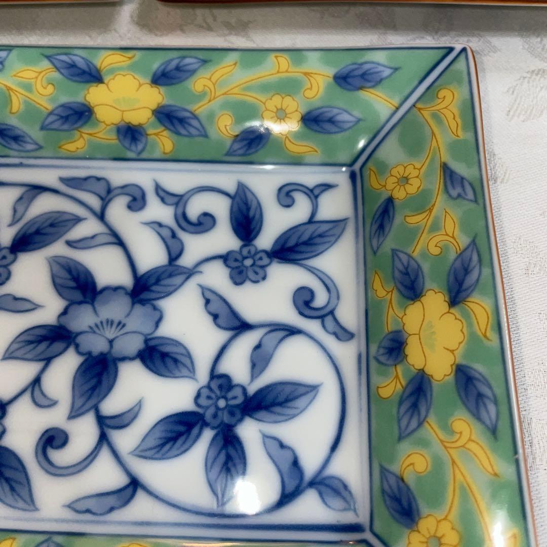 前畑陶器 庫山窯 緑彩華 唐草 角皿 銘々皿5枚セット 未使用 - メルカリ