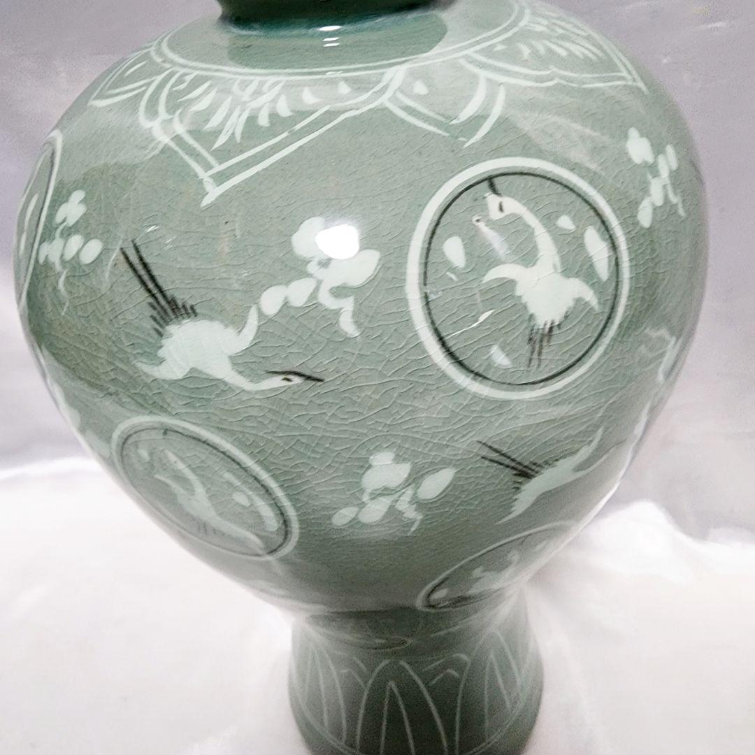 新高麗陶磁器 安峰鶴 花器 花瓶 壺 インテリア - メルカリ