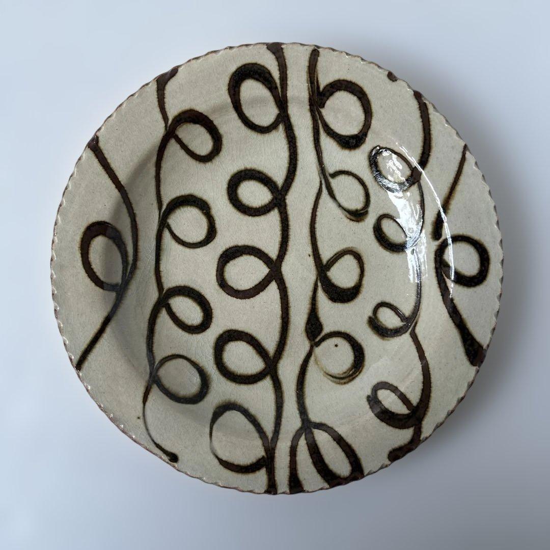 前野直史さん　スリップリム皿1個 前野直史 スリップウェア くるくる