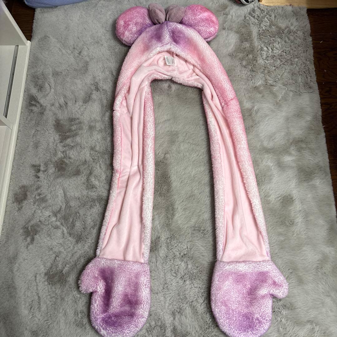 ディズニー ファンキャップ マフラー 紫 パープル ピンク ミニー