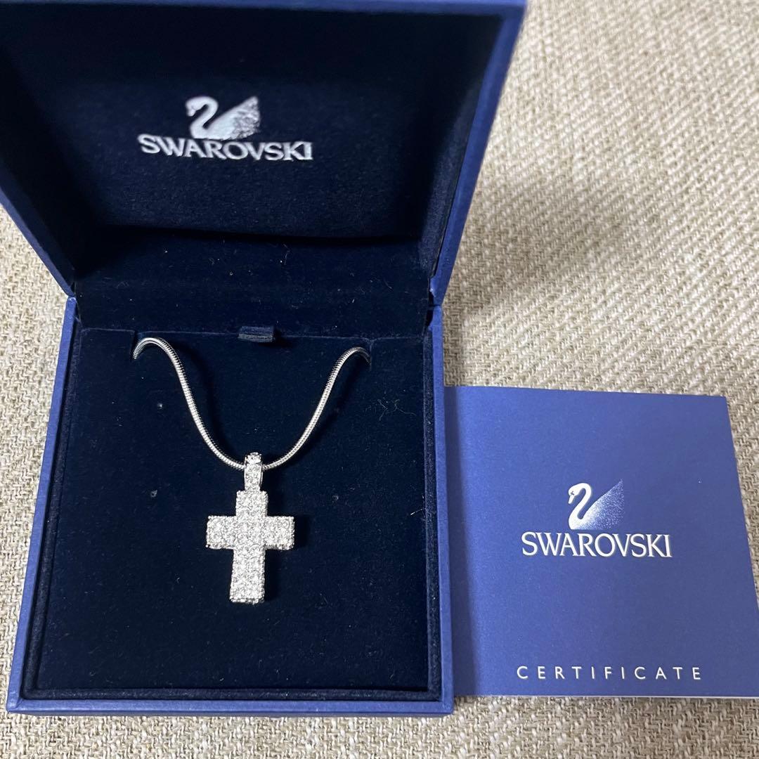 スワロフスキー ネックレス クロス 十字架 ヴィンテージ 正規品 極美品