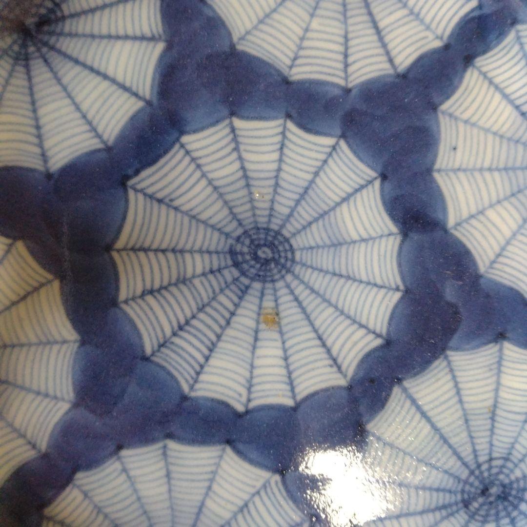 古伊万里染付蜘蛛の巣文様瑠璃八角皿江戸時代 - メルカリ