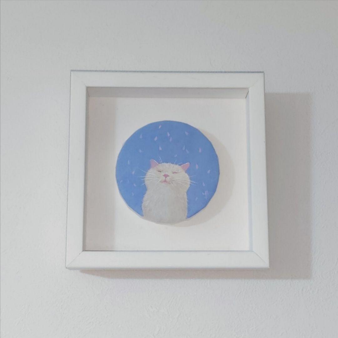 日本画家 伊藤清子 氏作 「さくらふぶき」 猫 ねこ 壁掛け 置型両用 和紙 🐾進んだよ🐾 #ねこ #伊藤清子 #日本画 #猫 #絵 #アート #猫のいる