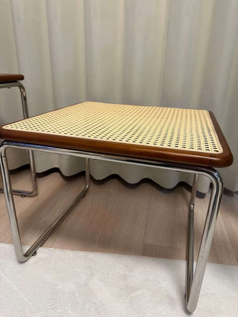 ラタン調 ツゲ材 ステンレス製木縁 ネストテーブル caguuu - メルカリ