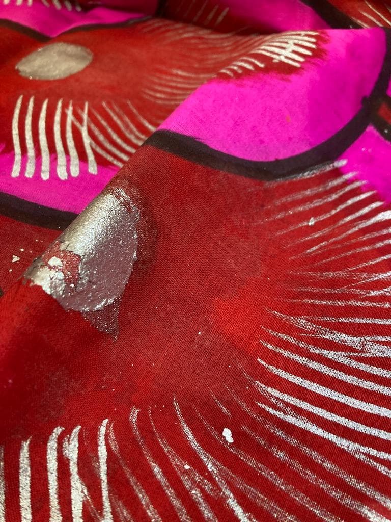 希少 木綿 鯉のぼり 赤×黄 4.5m 金箔 銀箔　新品未使用 昭和レトロ