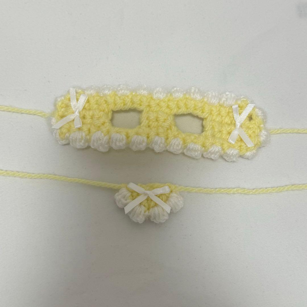 ぬいぐるみ 服 10cm ヘッドドレス スタイ 編み物 ぬい服 ハンドメイド