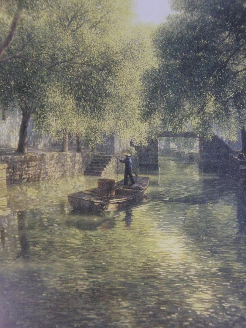 孫家珮、【運河の詩】、希少な額装用画集より、状態良好、新品額装付