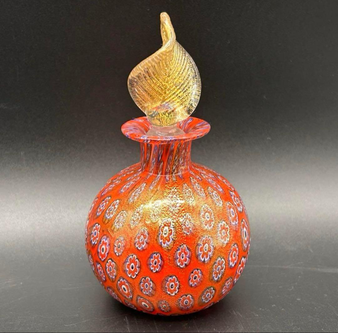 希少 ムラーノ ヴェネチアングラス 香水瓶 ミルフィオリ 置物