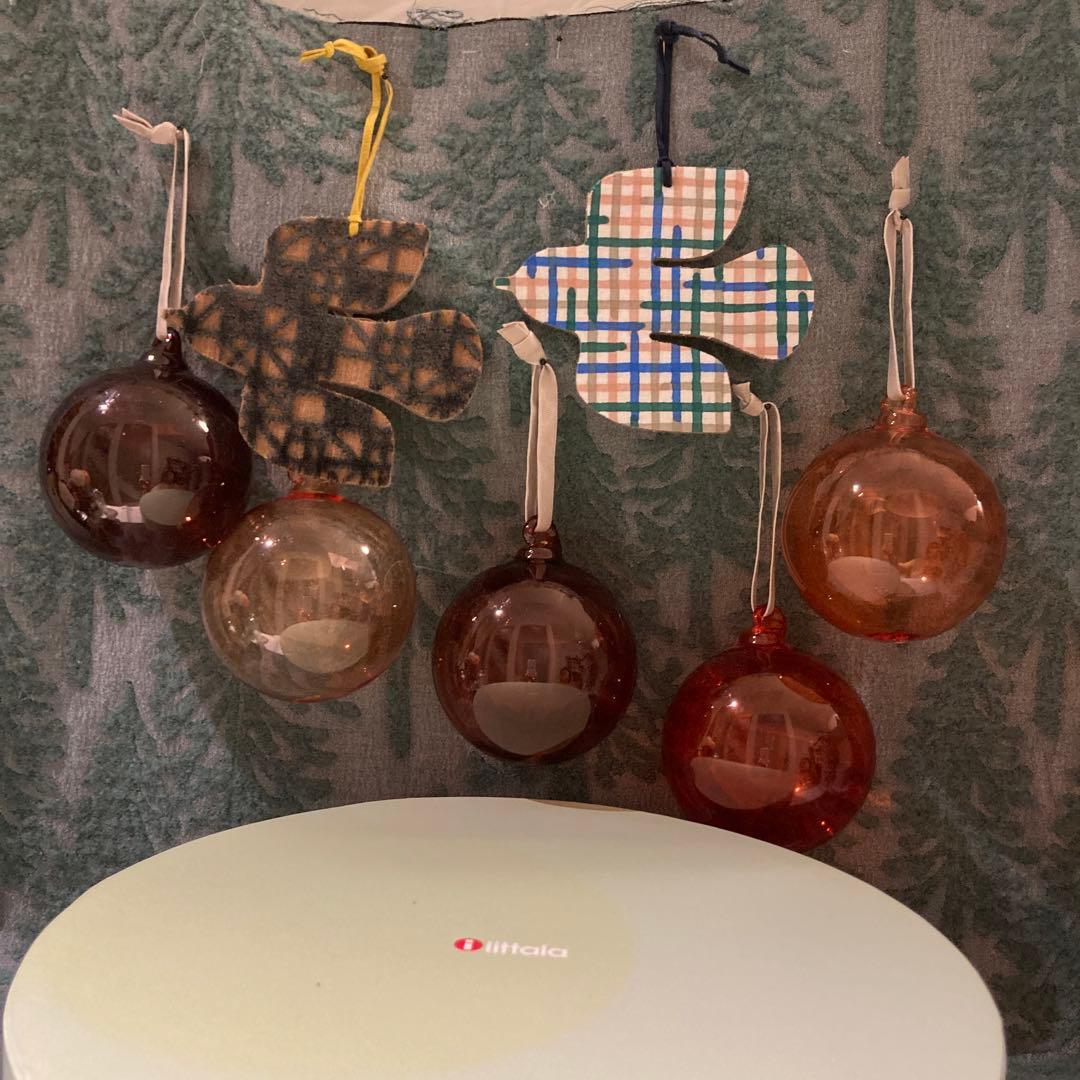 イッタラ　ガラスボール　オーナメントピンク　ミナペルホネンおまけチャームつき！ Francfranc - カイミング クリスマス オーナメント ガラスボール