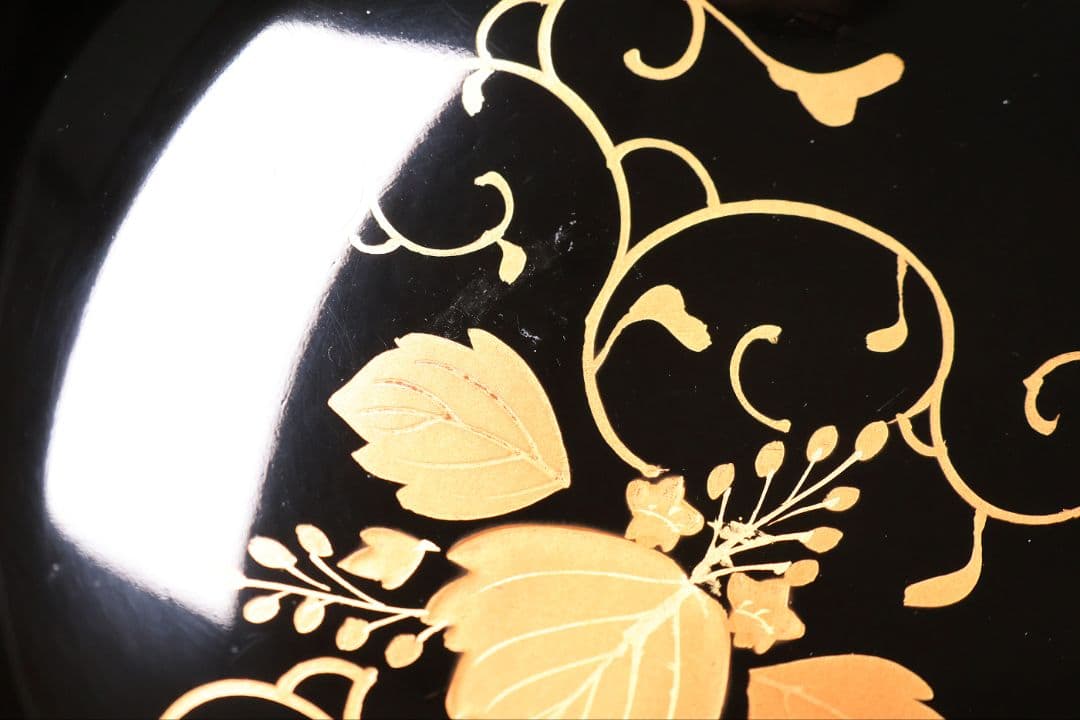 MB193】天然木漆塗 鳳凰桐唐草 金蒔絵 黒塗 吸物椀 二客 大正昭和