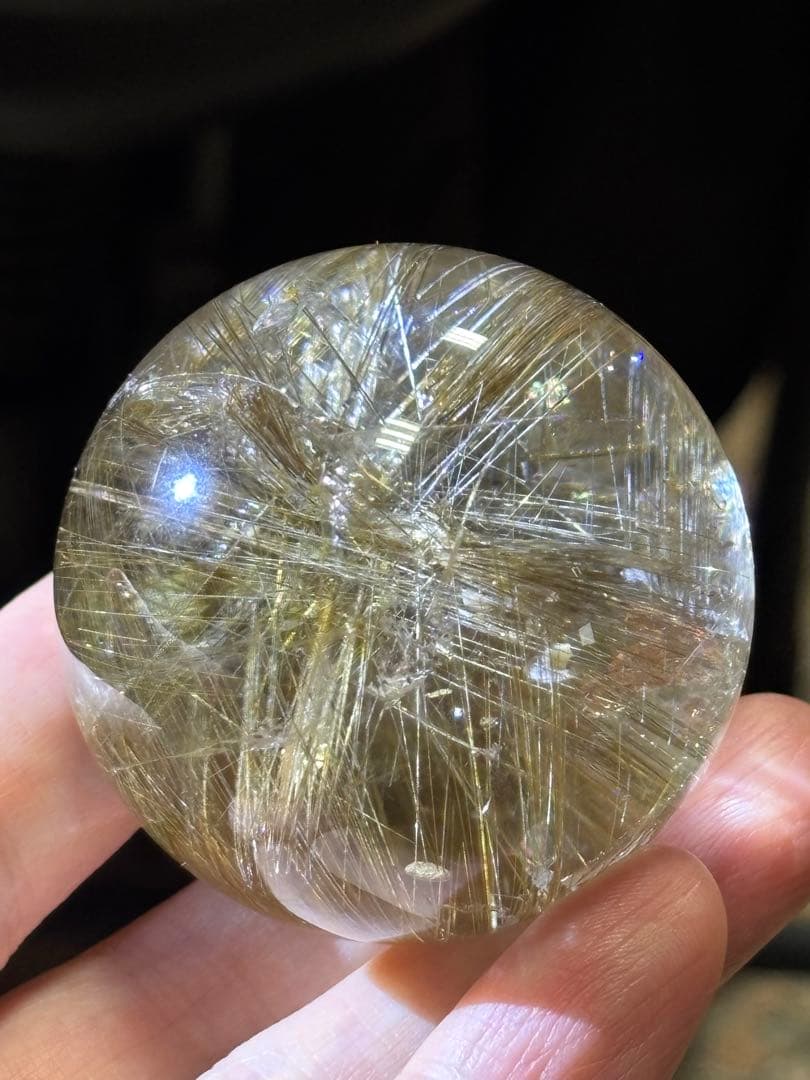 デビルルチルクォーツスフィア　ゴールドルチル&シルバールチル共生　4.73cm